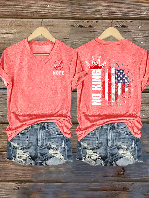 🔥Buy 3 Get 15% Off🔥Women's  NOPE No King American Flag  Print T-Shirt