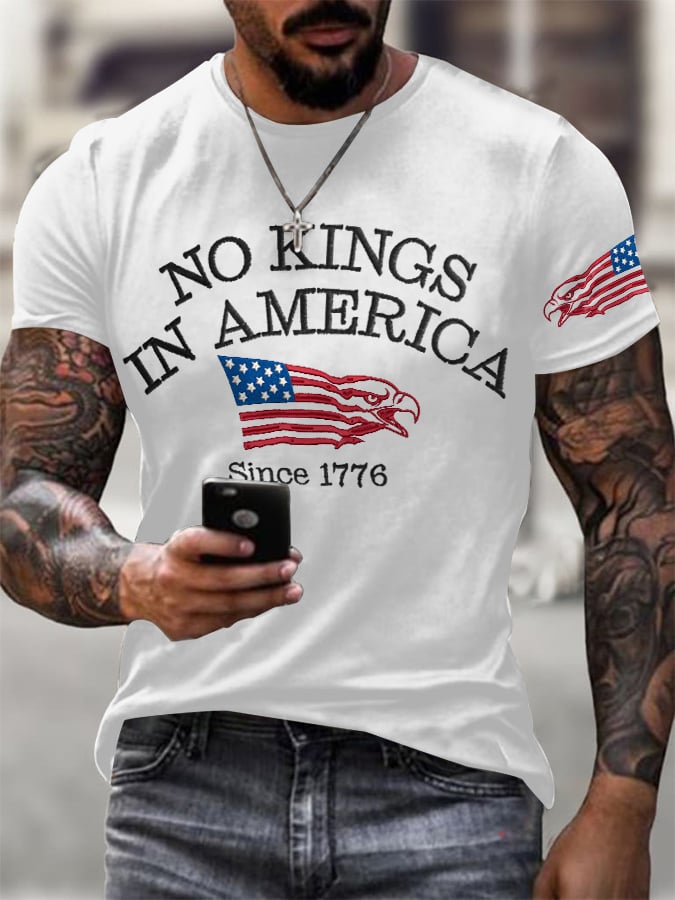 🔥Buy 3 Get 15% Off🔥Men's Retro No Kings In America Since 1776 Print T-Shirt