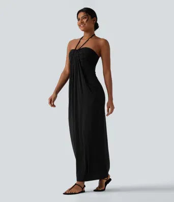 2026🔥 Halter Tie Back Maxi Dress with Pockets