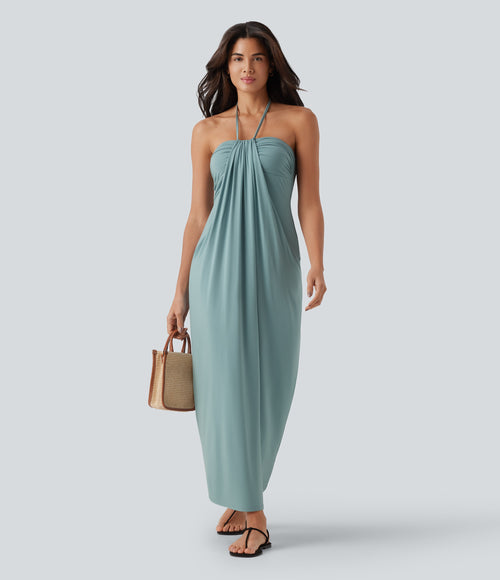 2026🔥 Halter Tie Back Maxi Dress with Pockets