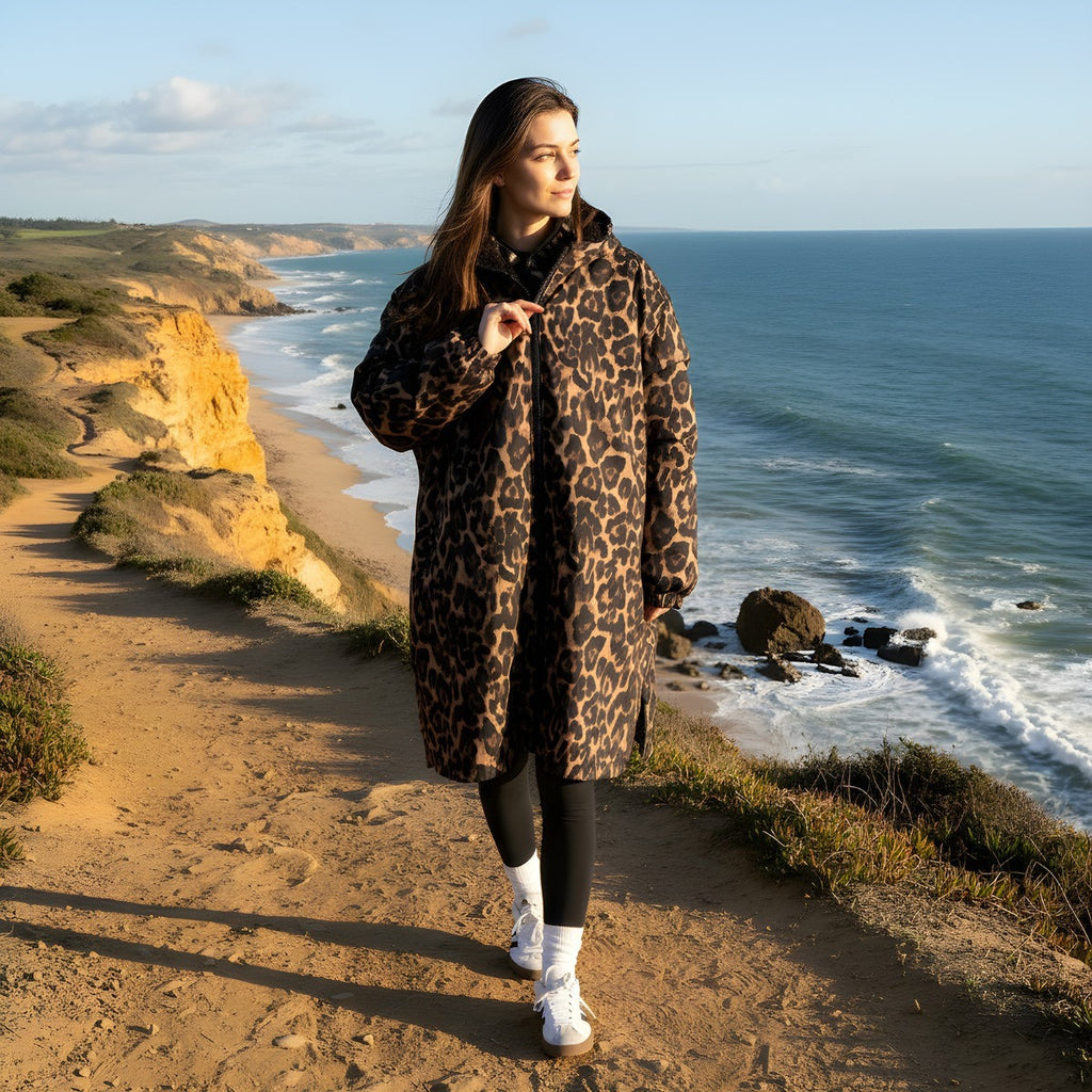Drying Robe Water Resistant Wind Resistant Changing Soft Sherpa Fleece Lined Oversized Hooded Long Sleeve Coat Jacket