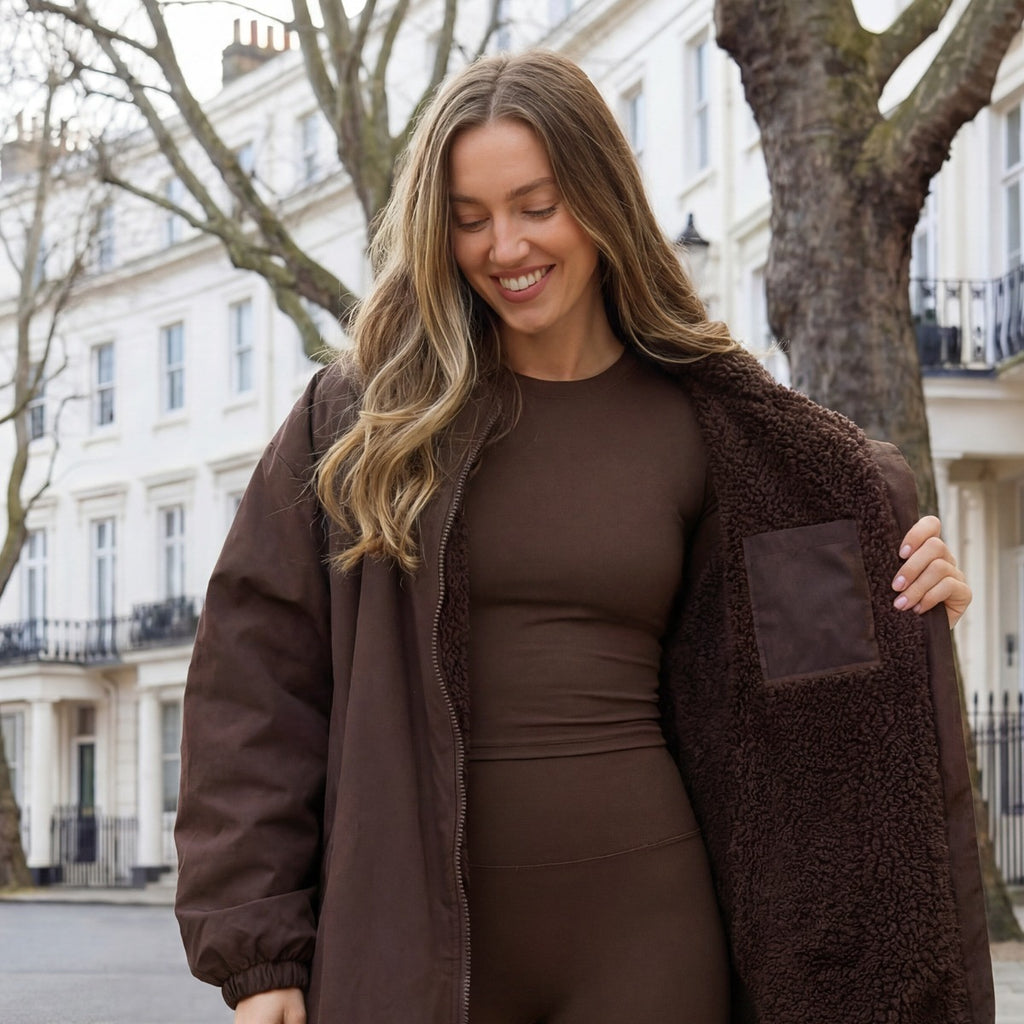 Drying Robe Water Resistant Wind Resistant Changing Soft Sherpa Fleece Lined Oversized Hooded Long Sleeve Coat Jacket