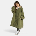 Drying Robe Water Resistant Wind Resistant Changing Soft Sherpa Fleece Lined Oversized Hooded Long Sleeve Coat Jacket