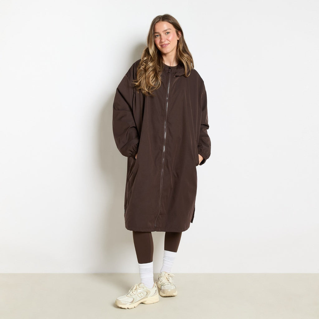 Drying Robe Water Resistant Wind Resistant Changing Soft Sherpa Fleece Lined Oversized Hooded Long Sleeve Coat Jacket