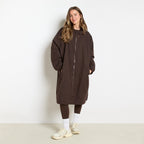 Drying Robe Water Resistant Wind Resistant Changing Soft Sherpa Fleece Lined Oversized Hooded Long Sleeve Coat Jacket