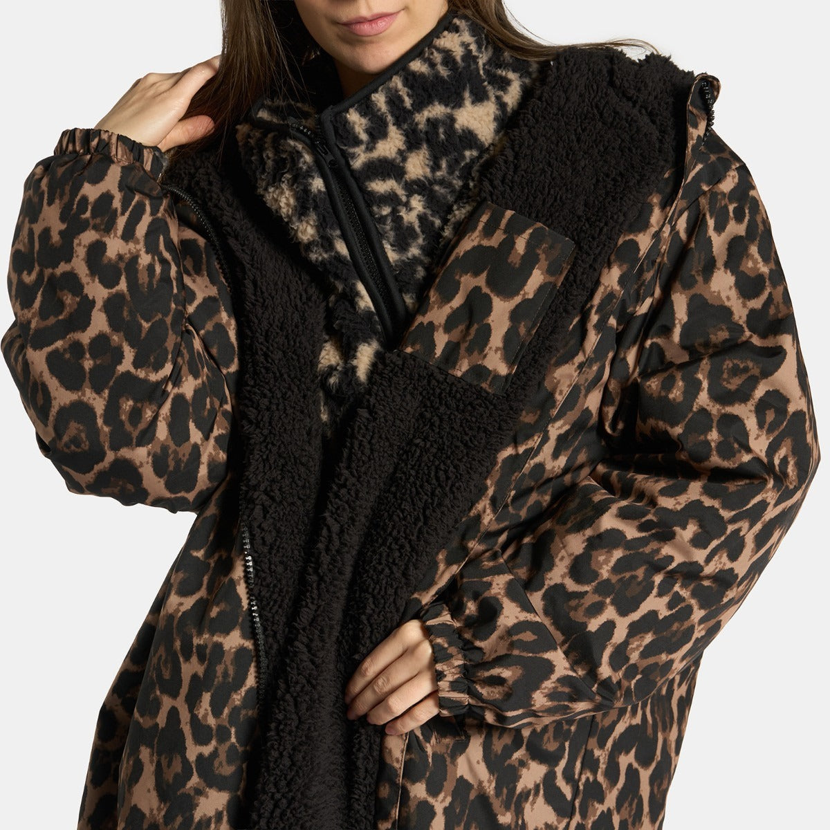 Drying Robe Water Resistant Wind Resistant Changing Soft Sherpa Fleece Lined Oversized Hooded Long Sleeve Coat Jacket