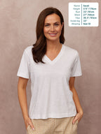 Cathy V-neck Tee - White