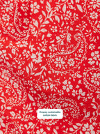 Cindy Kimono Sleeve Midi Dress - Red & Ecru Paisley Print