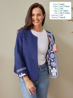 Elaine Embroidered Jacket - Reversible Navy