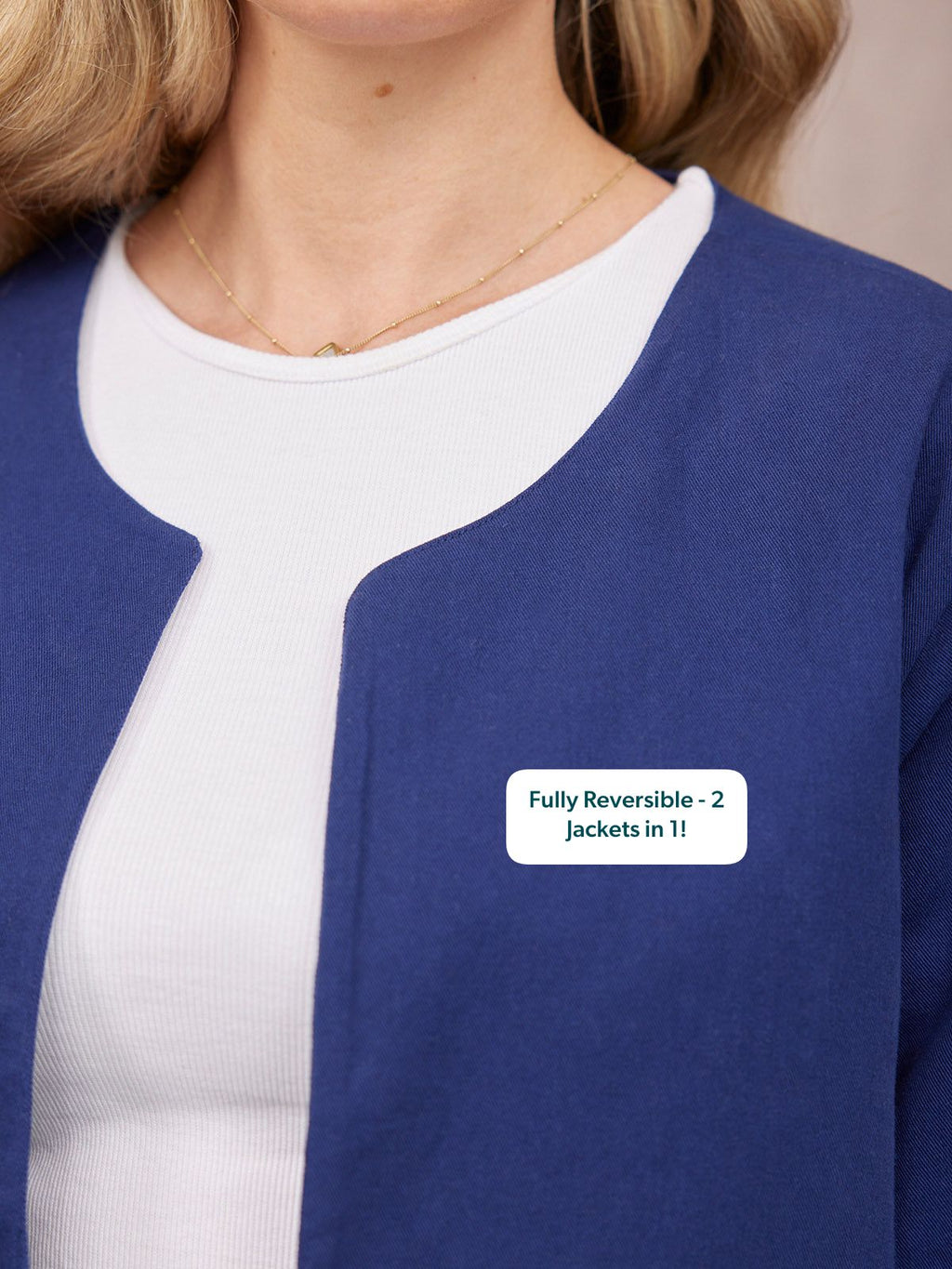 Elaine Embroidered Jacket - Reversible Navy