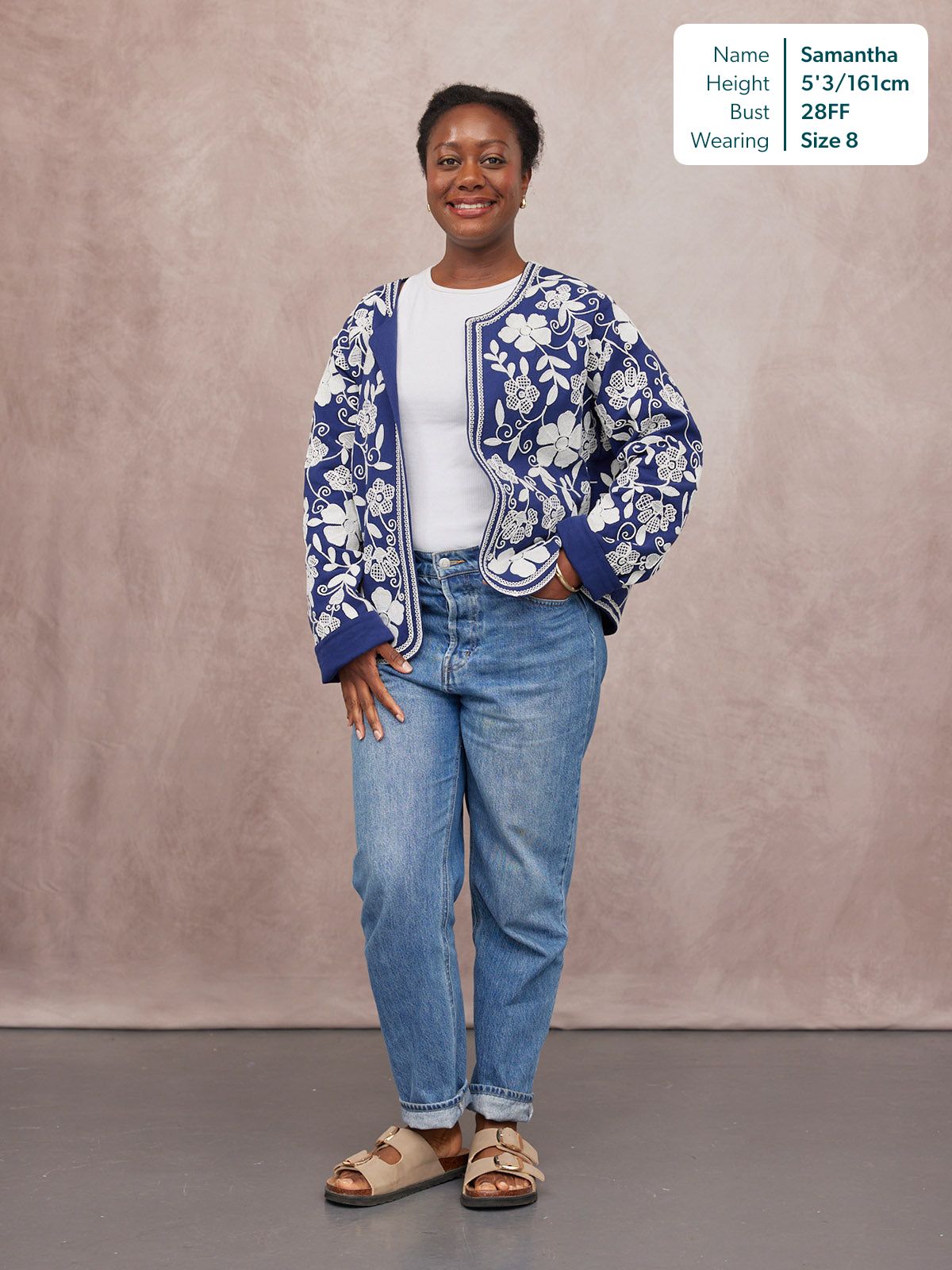 Elaine Embroidered Jacket - Reversible Navy