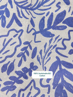 Fern Relaxed Dress - Blue & White Leaf Print