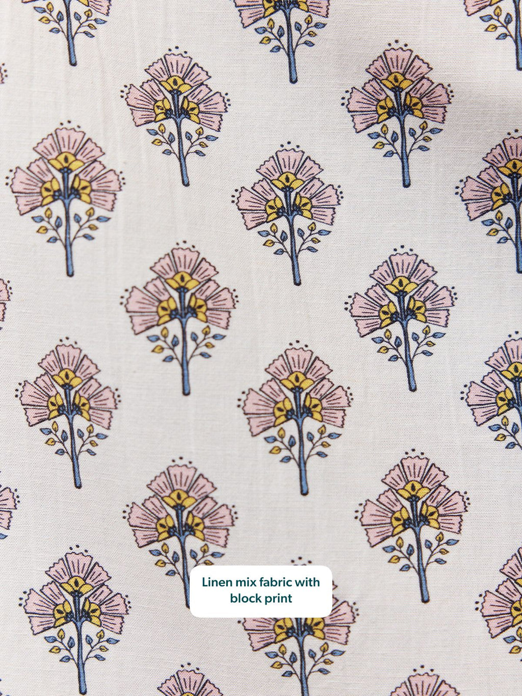 Flora Block Print Dress - Ecru Print