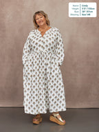 Flora Block Print Dress - Ecru Print