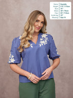 Frankie Embroidered Top - Blue