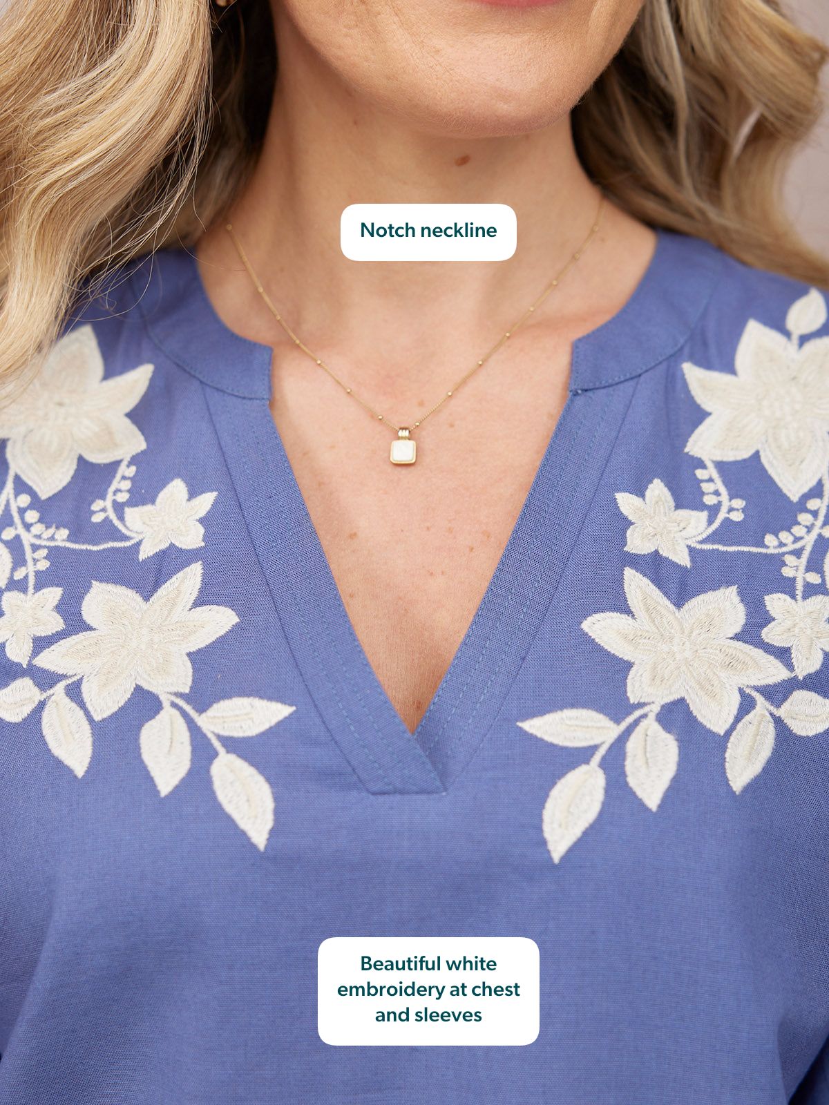Frankie Embroidered Top - Blue
