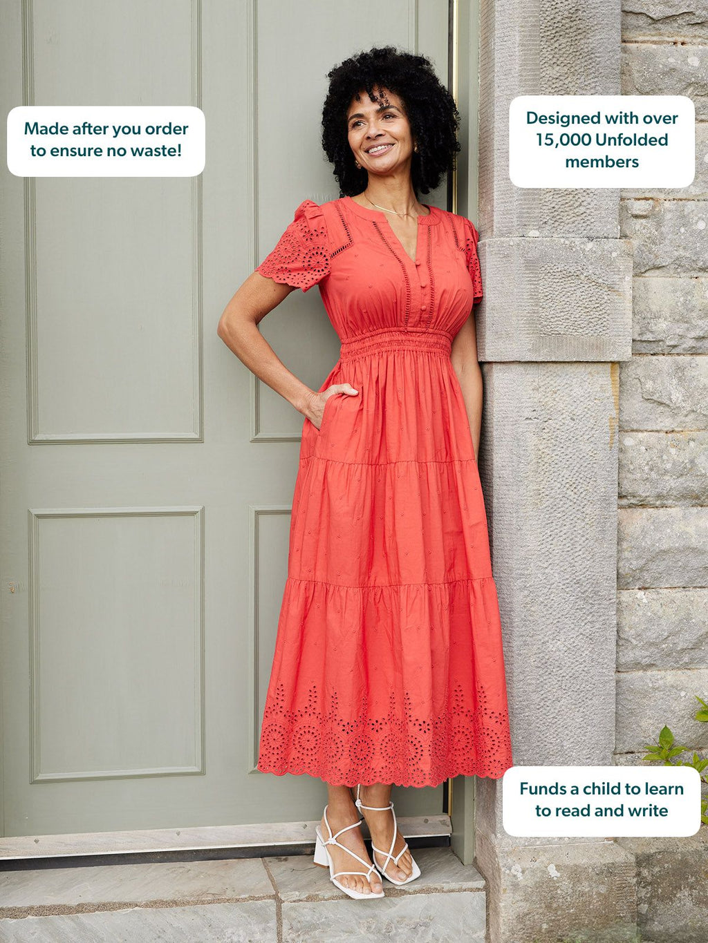 Georgie Cotton Summer Dress - Red