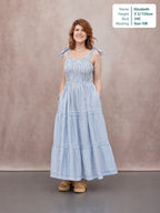 Joan Bow Strap Dress - Blue & White Stripe