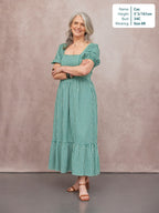 Judy Square Neck Dress - Green Gingham