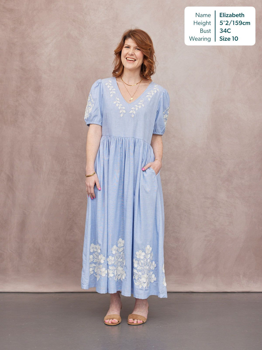 Lola Embroidered Relaxed Dress - Blue & White