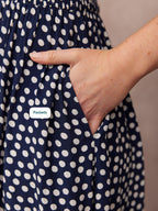 Maddie Short Sleeve Dress - Navy Polka Dot Print
