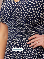 Maddie Short Sleeve Dress - Navy Polka Dot Print