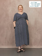 Maddie Short Sleeve Dress - Navy Polka Dot Print