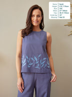 Co-Ord Embroidered Top & Trouser Bundle - Violet & Verity - Blue