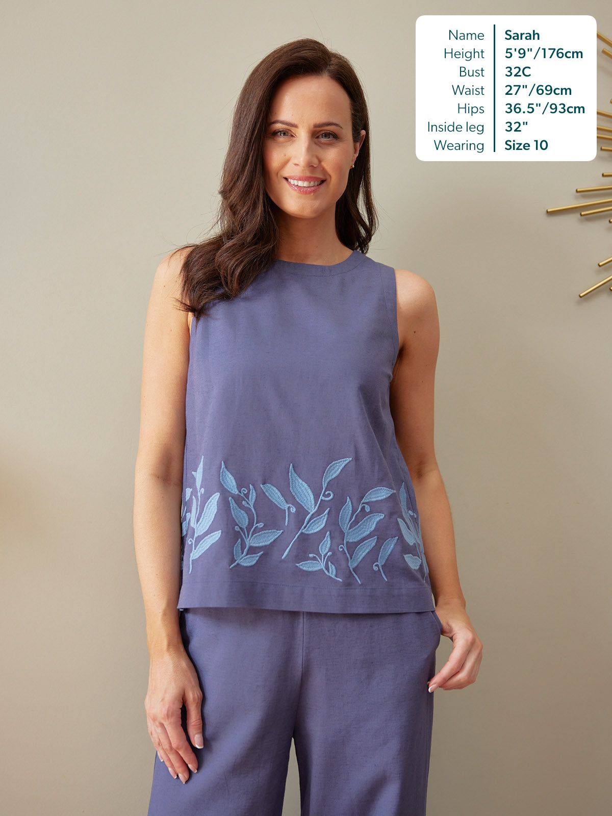 Co-Ord Embroidered Top & Trouser Bundle - Violet & Verity - Blue