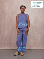 Violet Embroidered Sleeveless Top - Blue