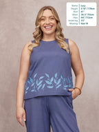 Co-Ord Embroidered Top & Trouser Bundle - Violet & Verity - Blue