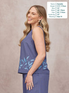 Co-Ord Embroidered Top & Trouser Bundle - Violet & Verity - Blue