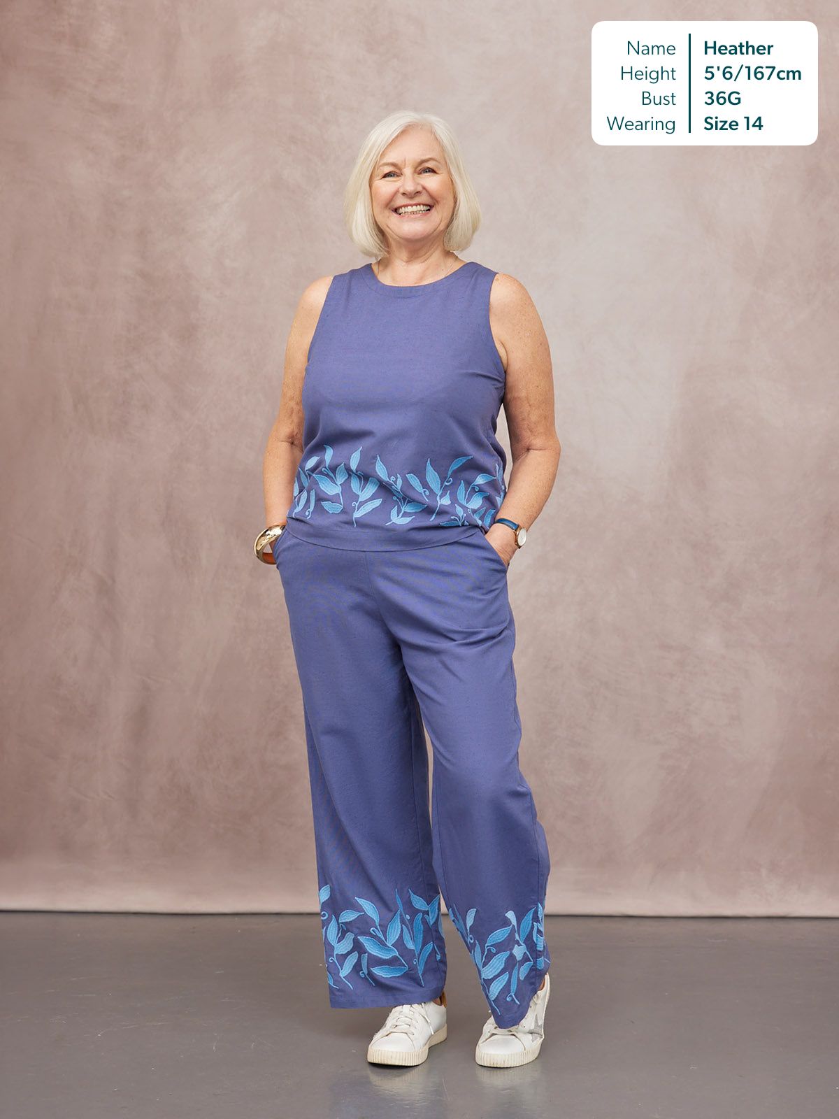 Violet Embroidered Sleeveless Top - Blue