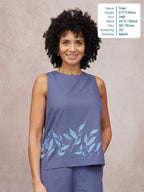 Violet Embroidered Sleeveless Top - Blue