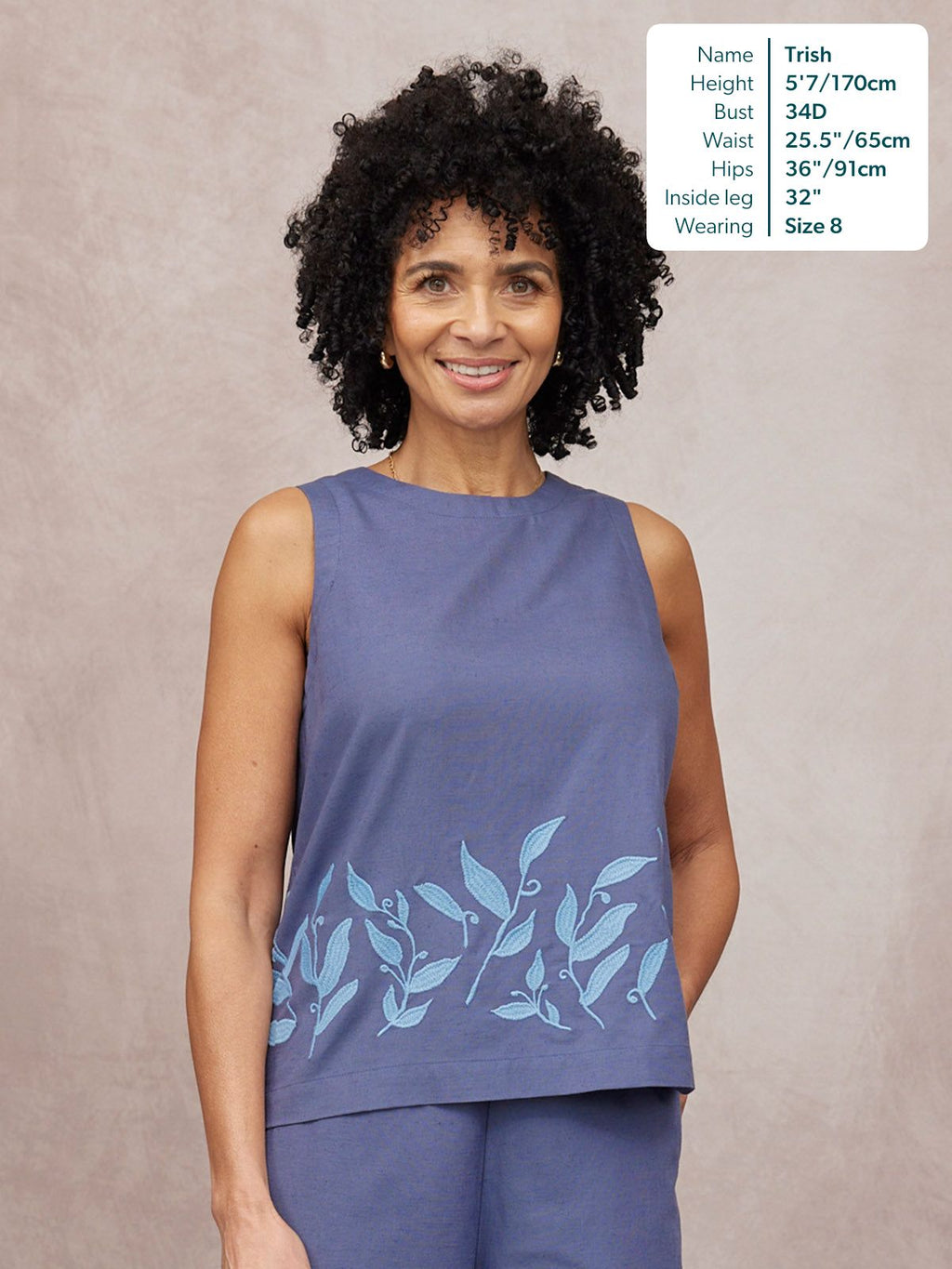 Co-Ord Embroidered Top & Trouser Bundle - Violet & Verity - Blue