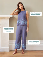 Co-Ord Embroidered Top & Trouser Bundle - Violet & Verity - Blue