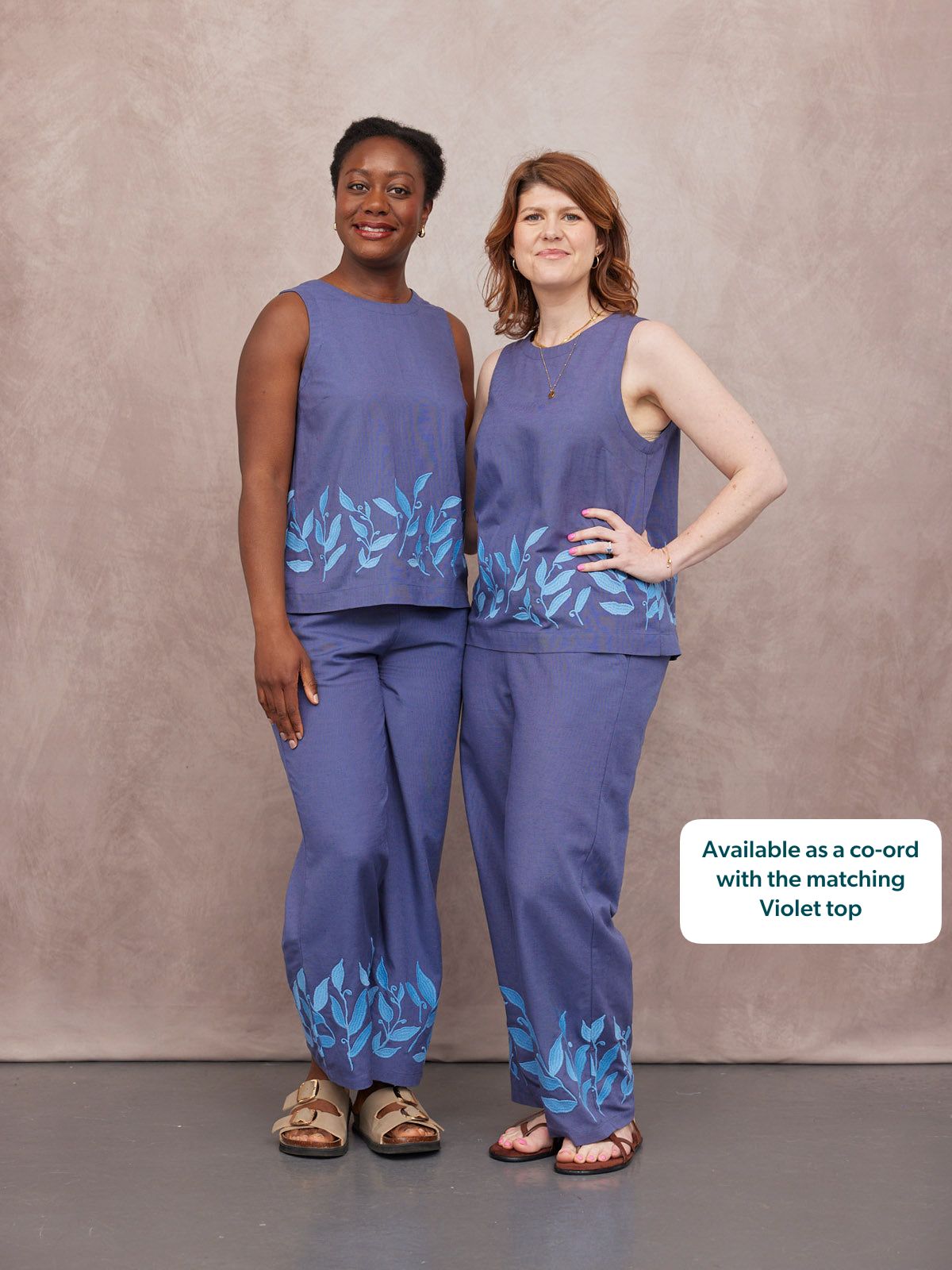 Co-Ord Embroidered Top & Trouser Bundle - Violet & Verity - Blue