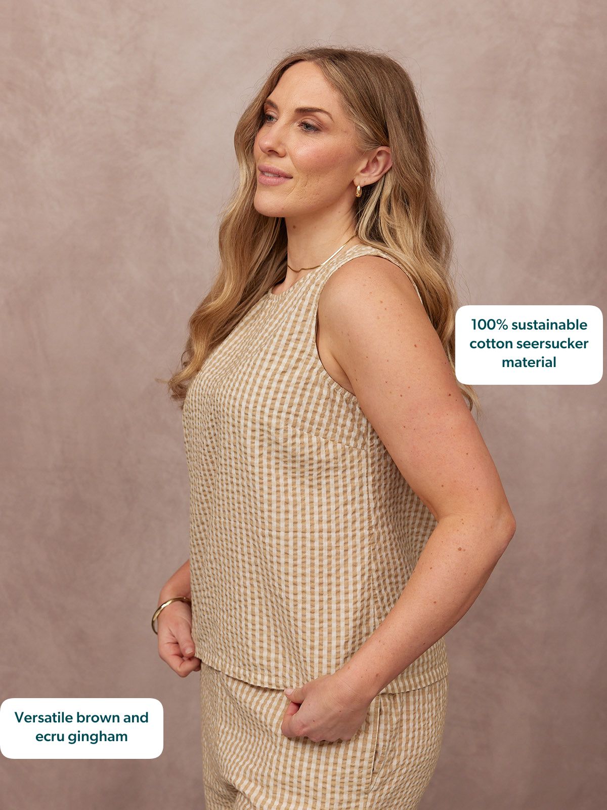 Ruby Tank Top - Brown Gingham