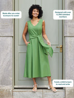 Ruth Sleeveless Tie Waist Dress - Green
