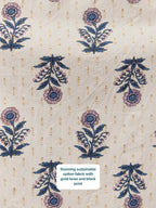 Tara Lurex Summer Dress - White & Blue Floral Print